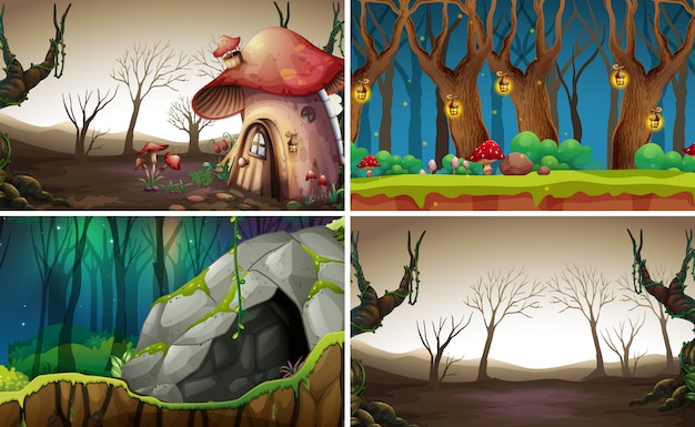 Free vector fairy tale forest background