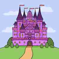 Free vector fairy tale fortress illustration