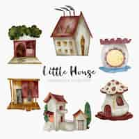 Free vector fairy tale houses fantasy forest cabin imagination village