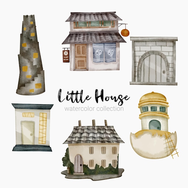 Free vector fairy tale houses fantasy forest cabin imagination village