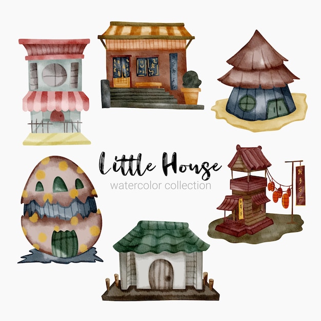 Free vector fairy tale houses fantasy forest cabin imagination village