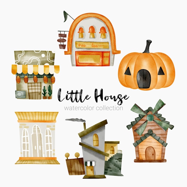 Free vector fairy tale houses fantasy forest cabin imagination village