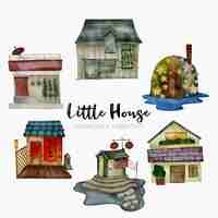 Free vector fairy tale houses fantasy forest cabin imagination village