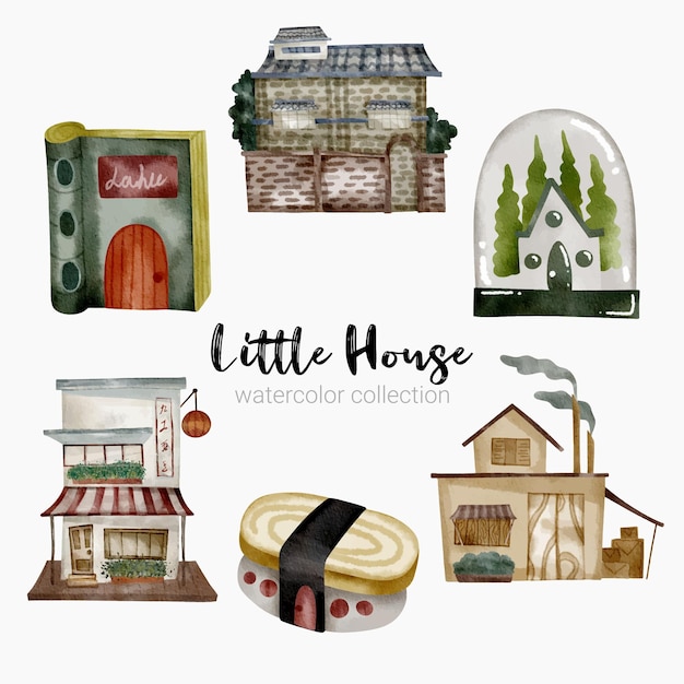 Free vector fairy tale houses fantasy forest cabin imagination village