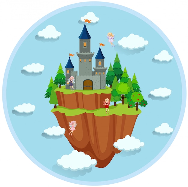 Free vector fairy tale island scene