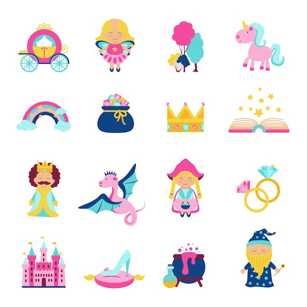 Free vector fairy tale set