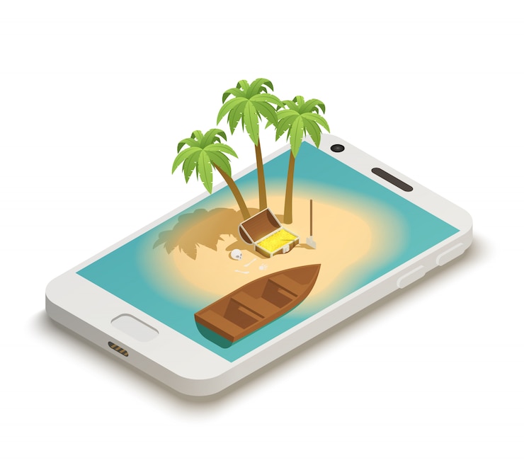 मुफ़्त वेक्टर fairy tale smartphone isometric 