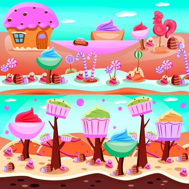 Free Vector fairytale candyland illustration set