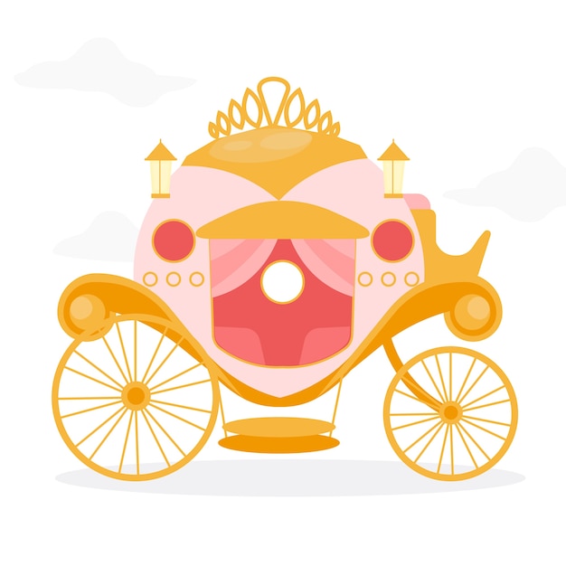 Free vector fairytale carriage pink and golden design