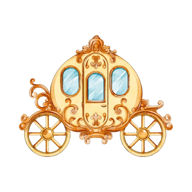 Free vector fairytale carriage watercolor style