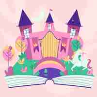 Free vector fairytale castle in a book