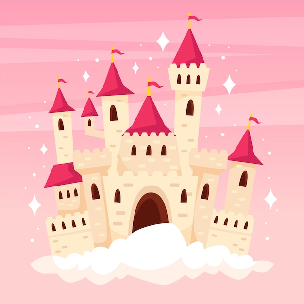 Free vector fairytale castle on a cloud