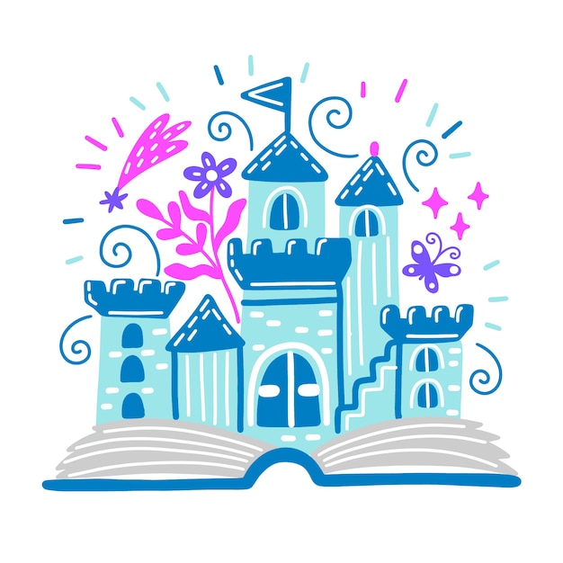 Free vector fairytale concept with castle concept