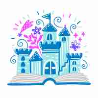 Free vector fairytale concept with castle concept