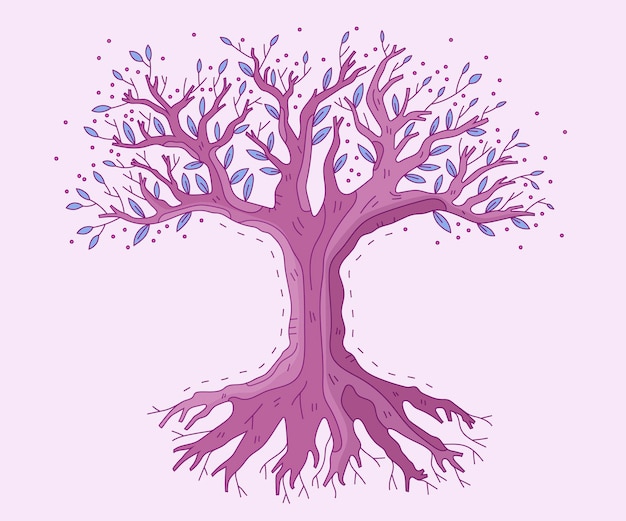 Vita dell'albero disegnato a mano da favola