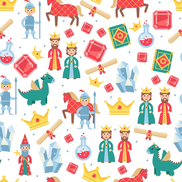 Free vector fairytale seamless pattern