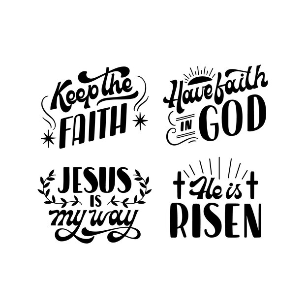 Faith and religion stickers lettering template