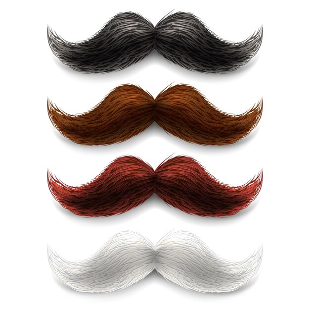 Fake moustaches color set