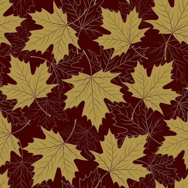Падение листьев бесшовные модели. Осенняя листва. Повторяющийся дизайн золотого цвета. Векторная иллюстрация Eps10