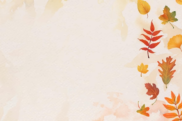 Fall leaves beige background vector