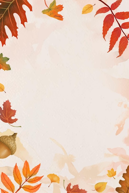 Fall leaves frame vector on beige background