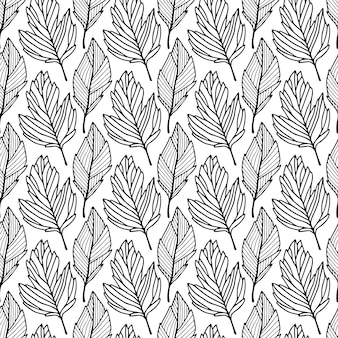 가 잎 패턴입니다. 개요 나뭇잎 배경. 계절 포장, 직물 및 벽지 디자인을 위한 원활한 가을 패턴