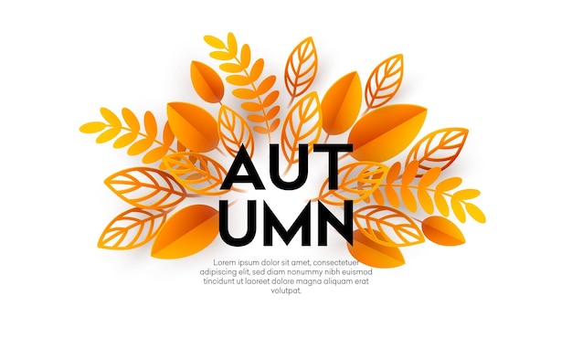 Fall sale background design with colorful paper cut autumn leaves. vector illustration eps10