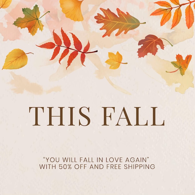 Free vector fall sell template vector for social media post