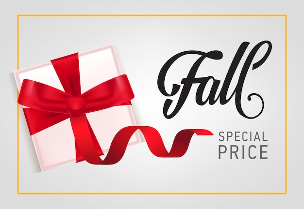 Free vector fall, special price lettering with gift box