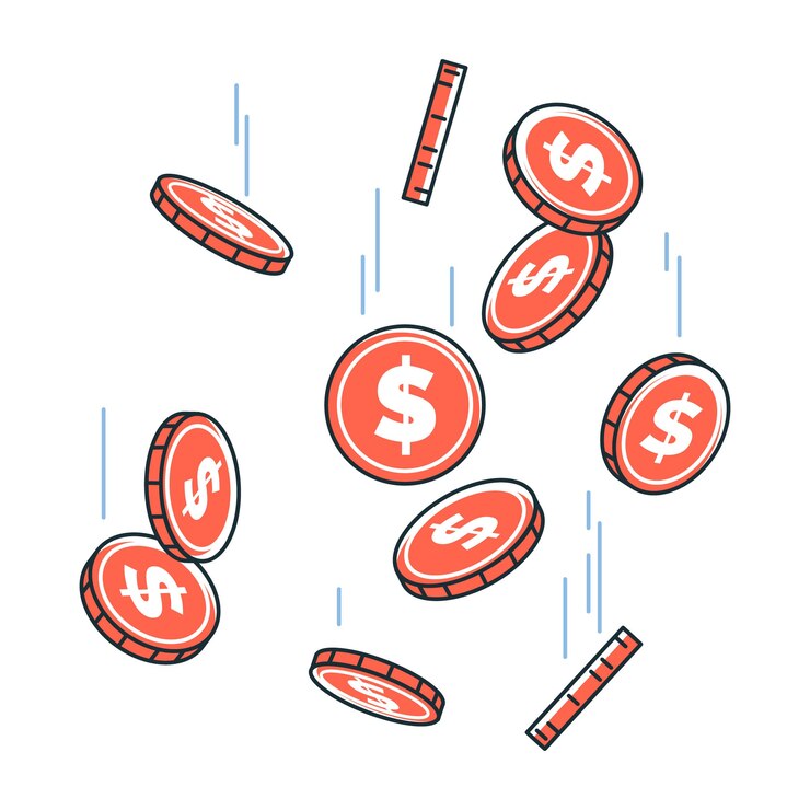 Free Vector falling coins concept illustration