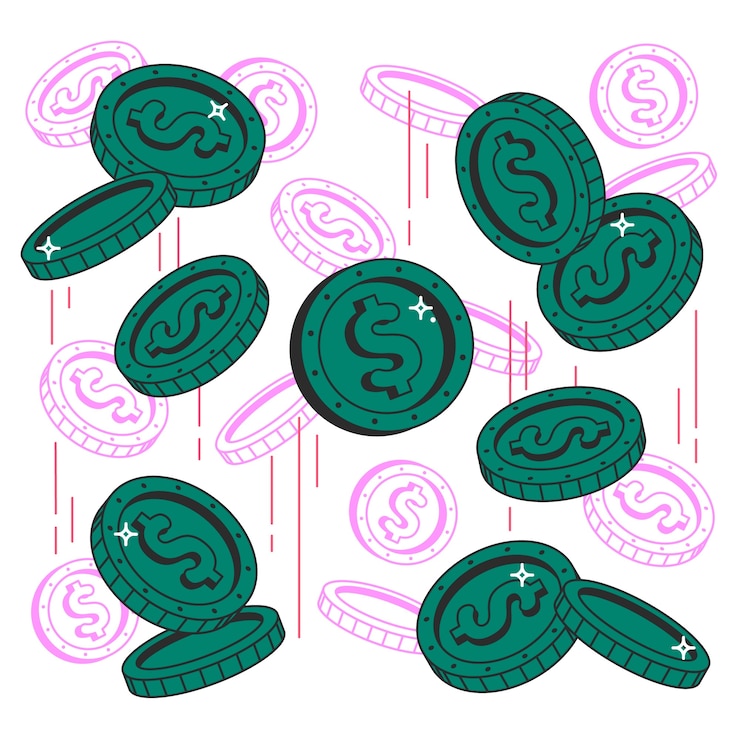 Free Vector falling coins  concept illustration