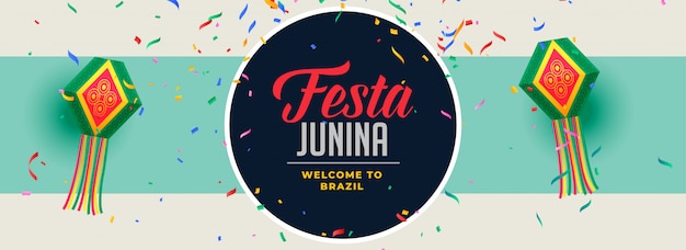 Бесплатное векторное изображение Падающий конфетти феста junina дизайн баннера