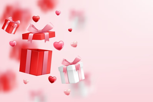 Falling gift box, Valentine's day celebrate