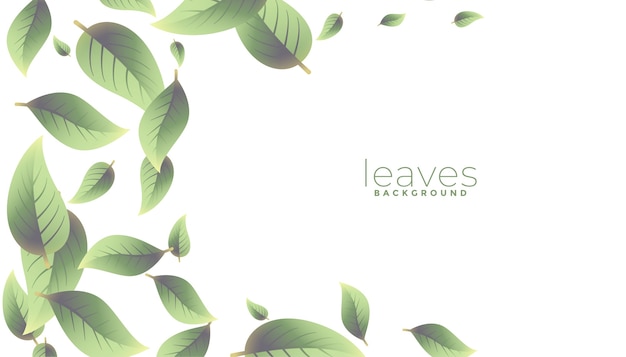 Falling green leaves background with text space