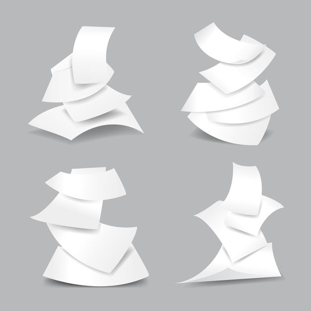 Бесплатное векторное изображение Набор иллюстраций падающих листов бумаги