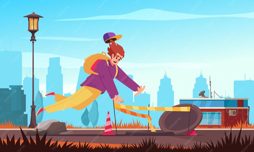 Free Vector Falling people colored composition the guy tripped over