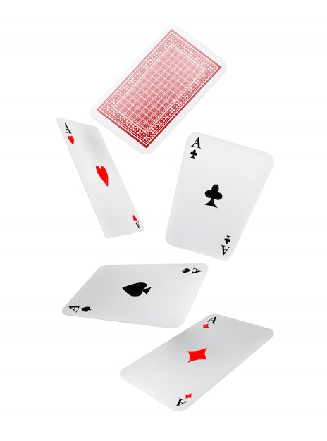 Falling playing cards. Leisure, game, gambling. Luck concept. 