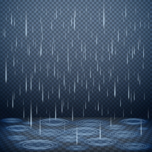 Falling rain drops realistic vector illustration