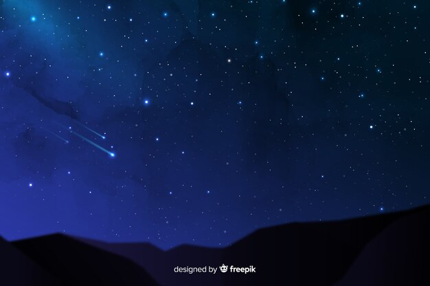 美しい夜の背景に落ちる星