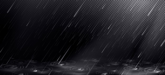 Free vector falling water drops and puddle ripples