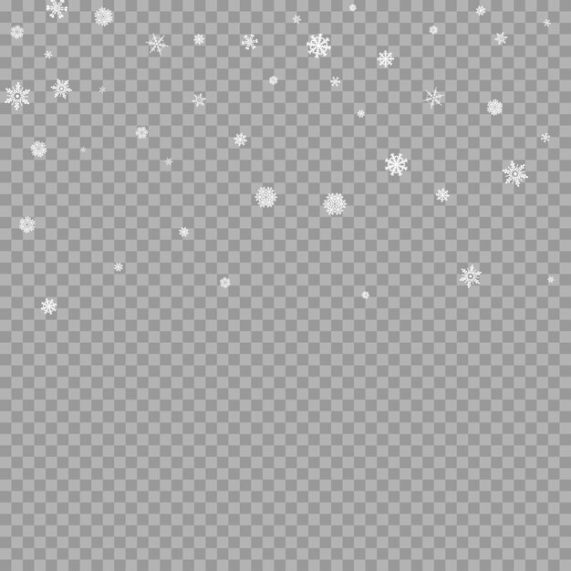 透明な背景の上に白い雪が落ちている 雪花層 雪のパターン 質感 ベクトル