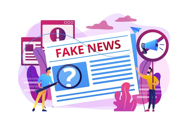 虚偽の情報放送。報道機関、新聞記者、編集者。フェイクニュース、ジャンクニュースコンテンツ、メディアコンセプトの偽情報。