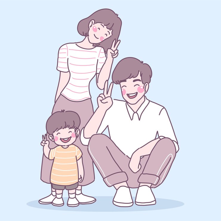 無料Vector 家族は愛と楽しさと暖かさの中で一緒に暮らしています。