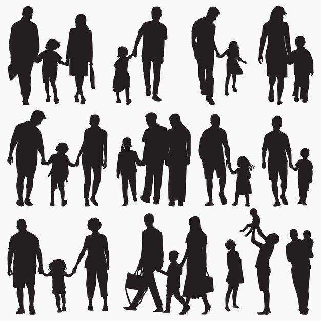  Premium Vector | Family 2 silhouettes