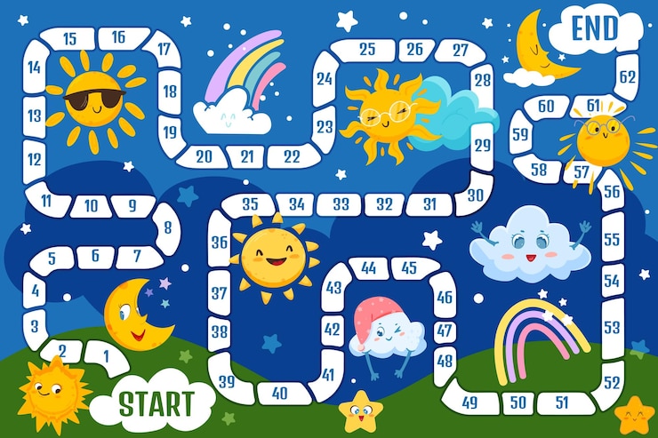 Free Vector family board game for children with cute weather element