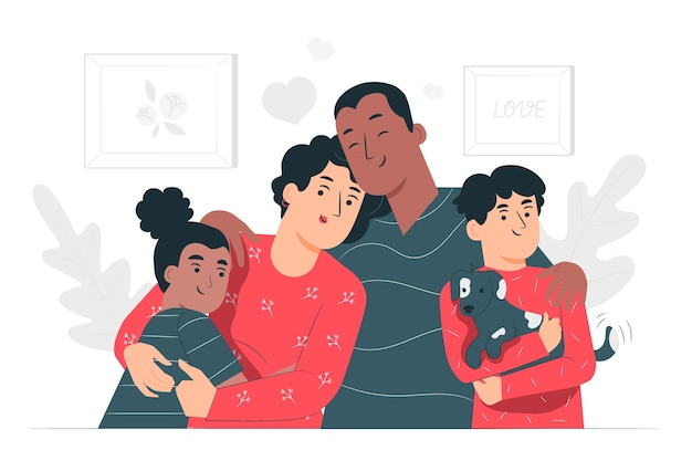 Бесплатное векторное изображение Иллюстрация концепции семьи
