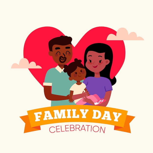 Free vector family day celebration flat design