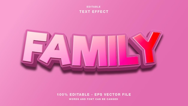 Family editable text effect Premium Vector