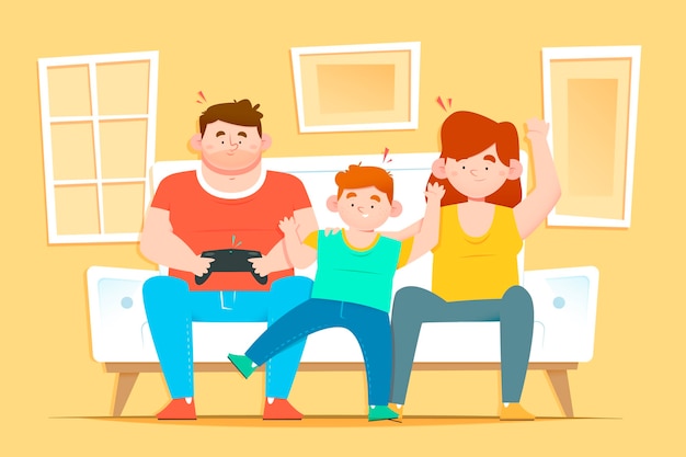 Free vector family enjoying time together