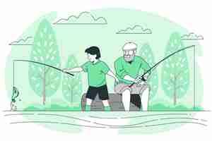 Free vector family fishing concept illustration